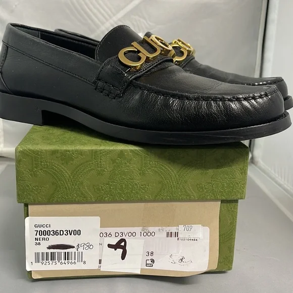 Pre Loved Gucci Betis Glamour Nero 700036 Loafer Black Mismatch size R39 & L38 - Picture 2 of 15